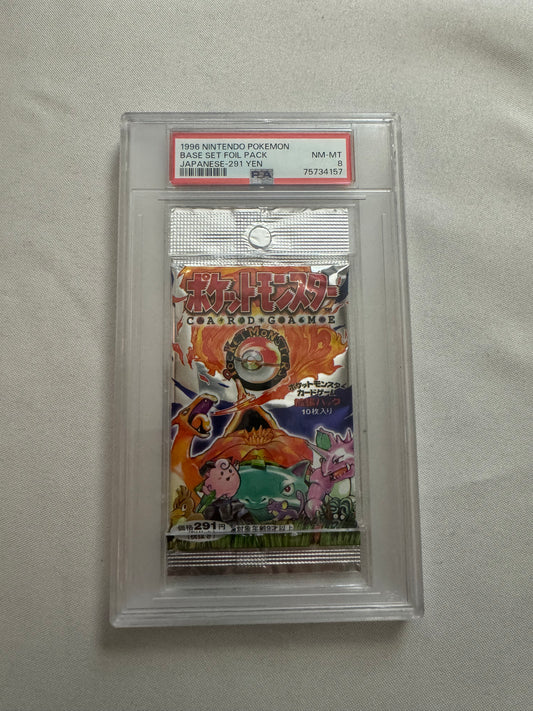 Original Japanese Base Set Sealed Booster Pack - PSA 8 Graded Pokémon Pack