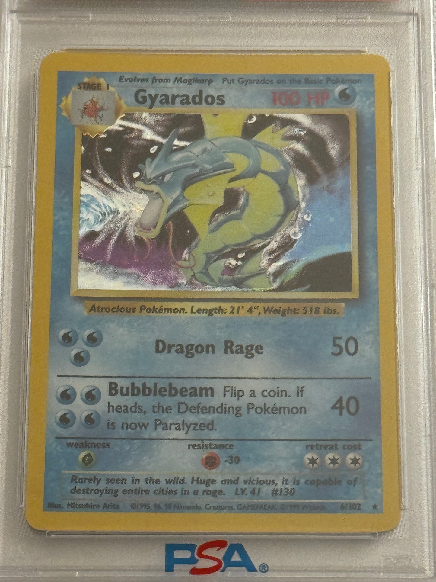 English Base Set Unlimited Gyarados Holo - PSA 9 Mint Graded Pokémon Card